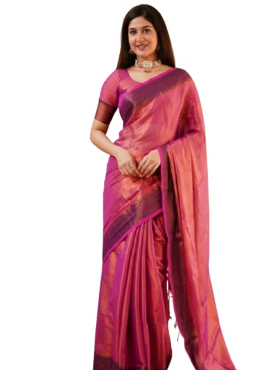 subimouiq Women’s Bengal Handloom Tissue Khadi Cotton Saree – Handwoven Solid Saree with Temple Border | Soft Lightweight Elegant Wear Saree with Blouse Piece-picture-19