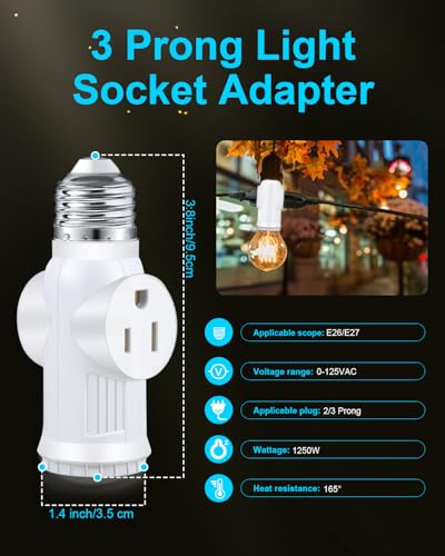 light socket outlet adapter 3 prong light socket adapter polarized light bulb outlet socket to plug adapter for garage porch white 2