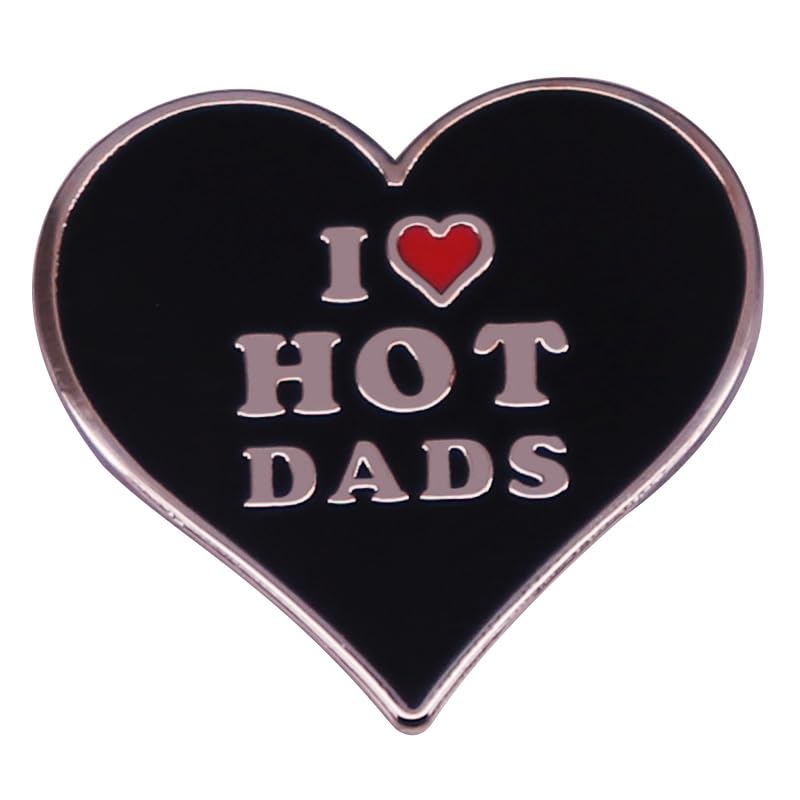 Image of I love MILFs Hot DADS Hot Moms Spicy Mom heart shaped Enamel Lapel Pin brooch badge Jewelry accessories