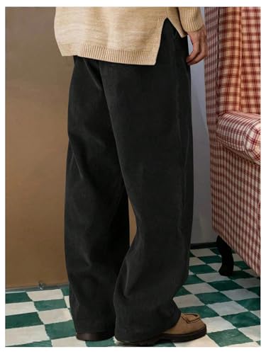 Verdusa Men's Wide Leg Corduroy Pants Streetwear Casual Baggy Pants with Pockets2