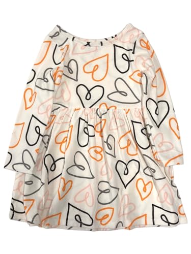 Cat & Jack Infant & Toddler Girls White Orange & Black Heart Halloween Baby Dress 5T