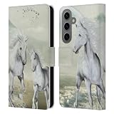 Head Case Designs Licenza Ufficiale Simone Gatterwe Bianco sulla Spiaggia Cavalli Custodia Portafoglio in Pelle Compatibile con Samsung Galaxy S25