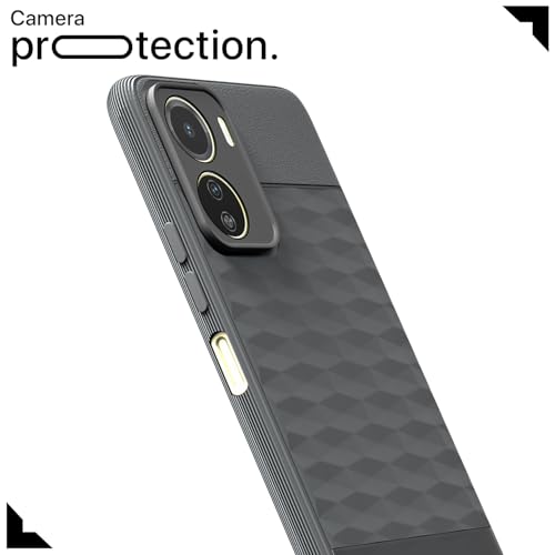 Image of Pikkme Back Cover for Vivo Y16 Camera Protection 3D Hexa Cube Design Silicone Protective Bumper Case (Grey)