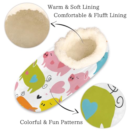 Cartoon Animal Piggy Slippers for Women Slipper Socks Soft Fuzzy House Slippers Shoes for Indoor Bedroom, Winter Cozy Christmas Gifts2