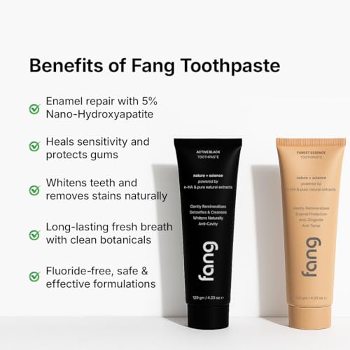 Image of Toothpaste Combo Pack |Fluoride Free Hydroxyapatite, Teeth Whitening, Heals Sensitive Teeth, Fights Cavities, Gum Diseases, Bad Breath, SLS & Chemical Free (Pack of 2, Forest Essence & Activated Charcoal Toothpaste)