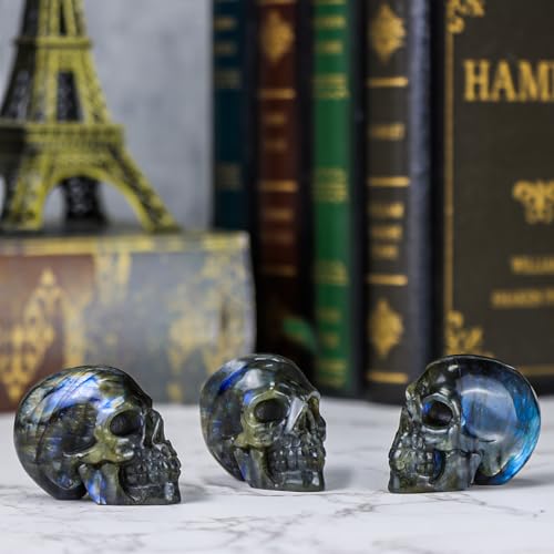 Figura calavera de cristal labradorita 1.8 pulg miniatura 5