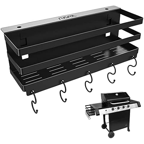 RUSFOL Upgraded Stainless Steel Griddle Caddy for Char-Broil Gas Griddles, with an Allen Key, Space Saving BBQ Accessories Storage Box, Free from Drill Hole&Easy to Install Cover