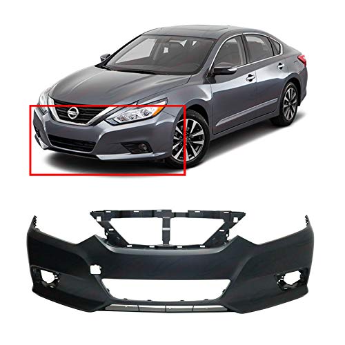 Front Plastic Bumper Cover Fascia for 2016-2018 Nissan Altima Advance SL SR S SV Sense Base Exclusive Sedan 16-18. New, Primed and Ready for Paint. with Fog Light Holes. NI1000311 620229HS0H 2017