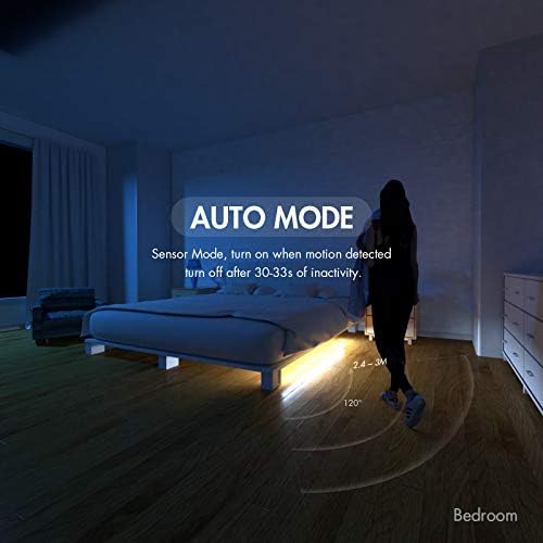 Sensky Motion Sensor Strip Lights Rechargeable Motion Activated Light Strip Dimmable LED Strip Light for Cabinet, Wardrobe, Cupboard Hallway, Stairs(2M, Cool White)