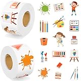 1000Pcs Art Painting Stickers Roll Paint Palette, Brushes, Pigment & Decals for Water Bottles, Luggage, Conmputer, Toy, Phone for Artistic Painting Party Favor Gifts