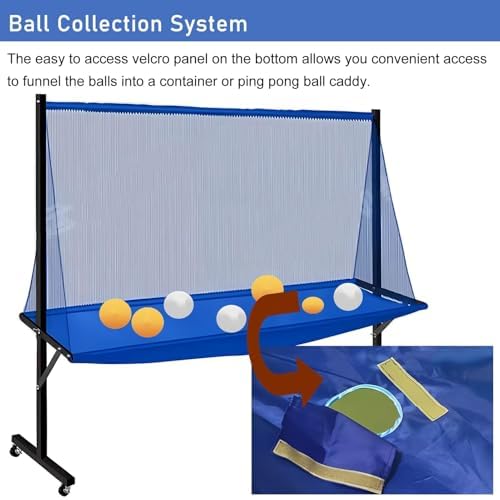 Table Tennis Multi-Ball Training Net - Rolling Catch System for Drills & Practice, Ideal for Coaches & Players to Boost Skills and Performance