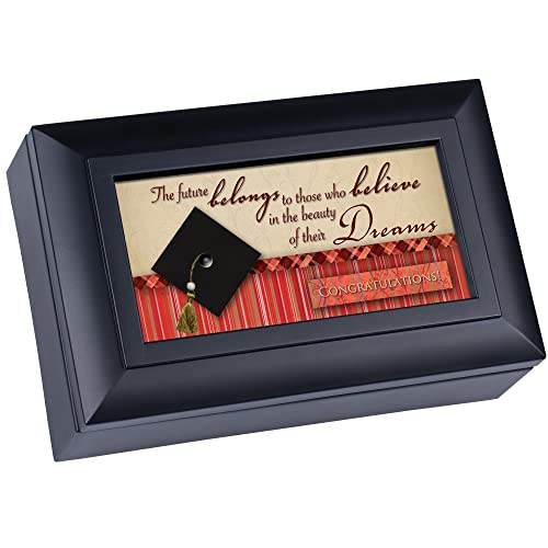 Cottage Garden Believe In The Beauty Of Your Dreams Matte Black Petite Jewelry Music Box Plays Wonderful World #TOP3