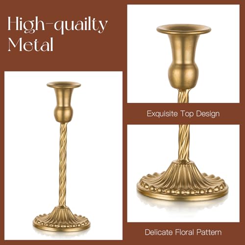 Candeldo Candlestick Candle Holders Gold: Tall Taper Candles Stick Holder Wedding Decor Set of 10 Dinning Table Centerpiece Vintage Metal Candle Stand by Candeldo - Image 3