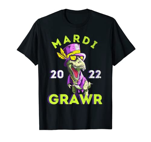 Carina Camicia Mardi Gras Per Bambino | Mardi Grawr Dinosaur T-Rex Maglietta