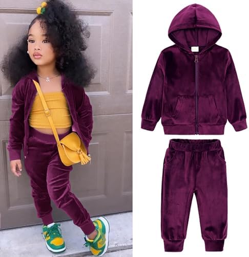 HSTiSan Toddler Boy Girls Clothes Set Tracksuit Hoodie Fleece Jogger Outfits Kids 2 Pieces Sweatsuit Sweatpants 6M-11Years 3 41bJWMh45wL. AC