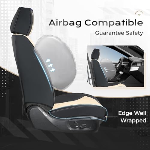 Image of Coverado Car Seat Covers, Car Seat Covers Front Seats, 2-Pack Front Seat Cover, Nappa Leather Waterproof Seat Covers, Car Seat Protectors, Automotive Seat Covers Universal Fit for Most Vehicles