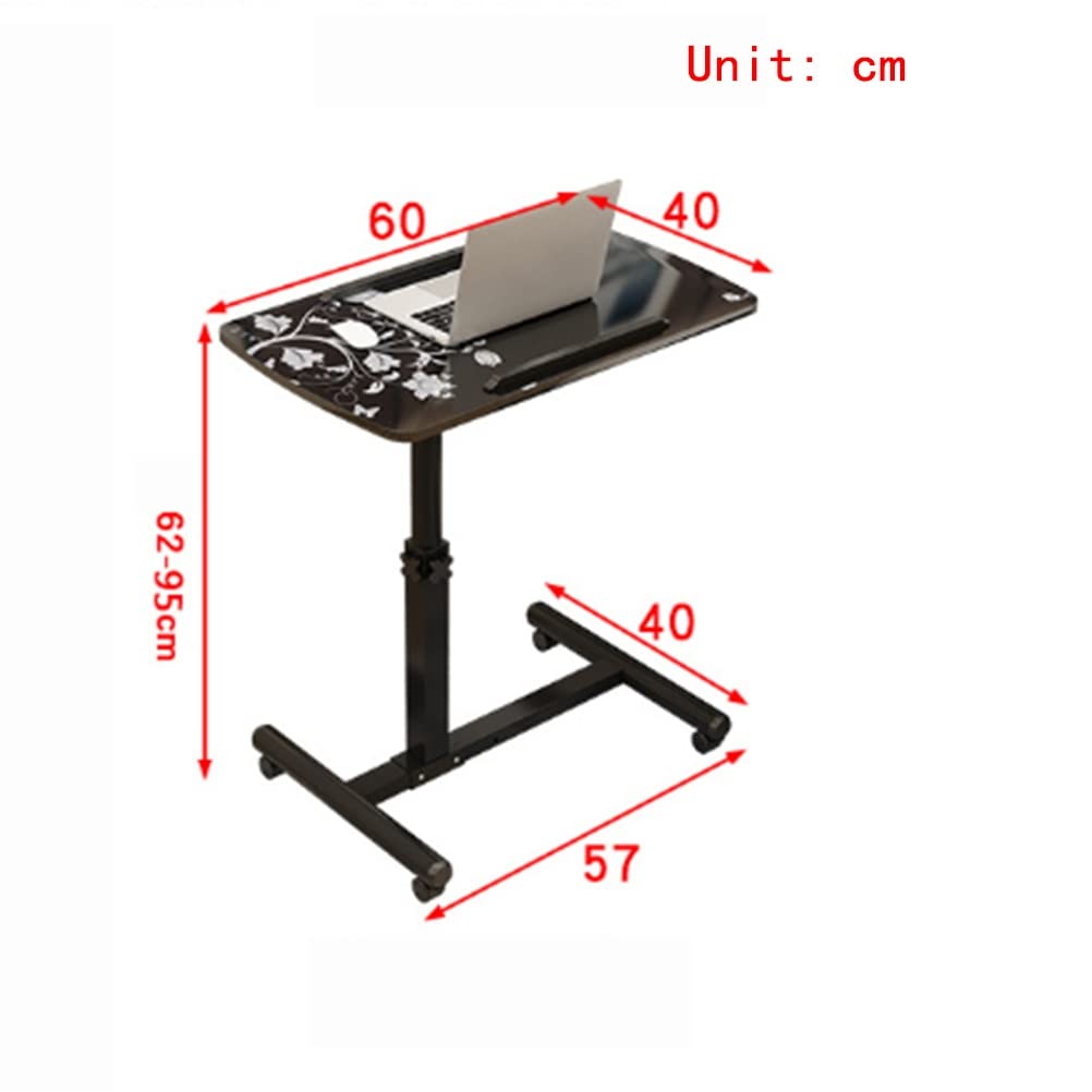 Supporto portatile per laptop con altezza regolabile e ruote, scrivania portatile per letto o ufficio, pieghevole e facile da spostare