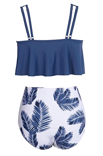 Image of Women High Waisted Bikini Swimsuit Flounce Vintage 2 Piece Bathing Suits