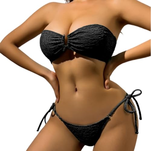 Maillot de bain bandeau anti-marques de bronzage avec bas ajustable sur le côté