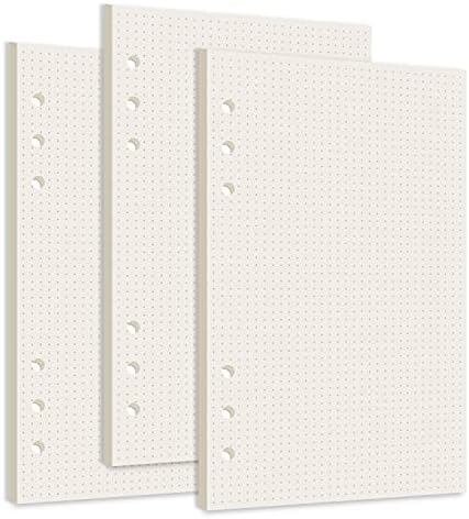 Smarpau A5 Refill Paper, 3 Packs 100GSM Planner Refillable Paper, 6 Holes Ring Binder Inserts Paper, 135 Sheets 270 Pages Journal Notebook Loose Leaf Paper for School Office-Dotted