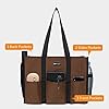 TOPDesign Utility Water Resistant Tote Bag with 13 Exterior & Interior Pockets, Top Zipper Closure & Thick Bottom Support, for Working Women, Teachers, Nurses, Accountants (Brown, Large) #2