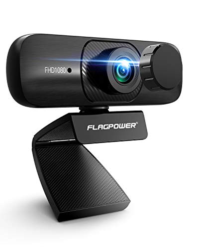 FLAGPOWER Webcam with Microphone, Desktop Laptop Webcams with Privacy Cover, AutoFocus 1080P Computer Camera, 120-Degree Widescreen Streaming Web Camera for Video Calling Recording Conferencing