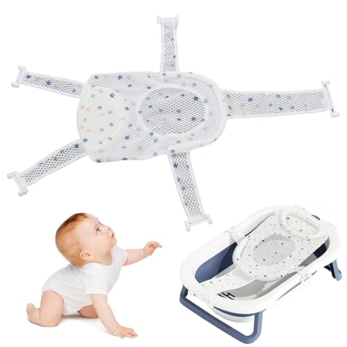 DWNSKR Red de Baño para Bebés Asiento de Baño para bebé Alfombra y Hamaca de Bañera Cojín de Baño Recién Nacido Soporte Antideslizante y Ajustable para Recién Nacidos