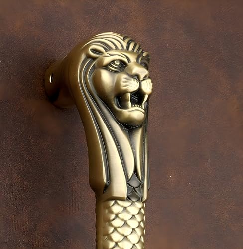 Image of Aluminum Lion Door Handles for Main Door Pull Handle Main Glass & Wooden Door Handle Pull & Push Handle Door Accessories, Handle Home Decor Door Hardware Antique Brass. (Pack of 1 (12 Inch))