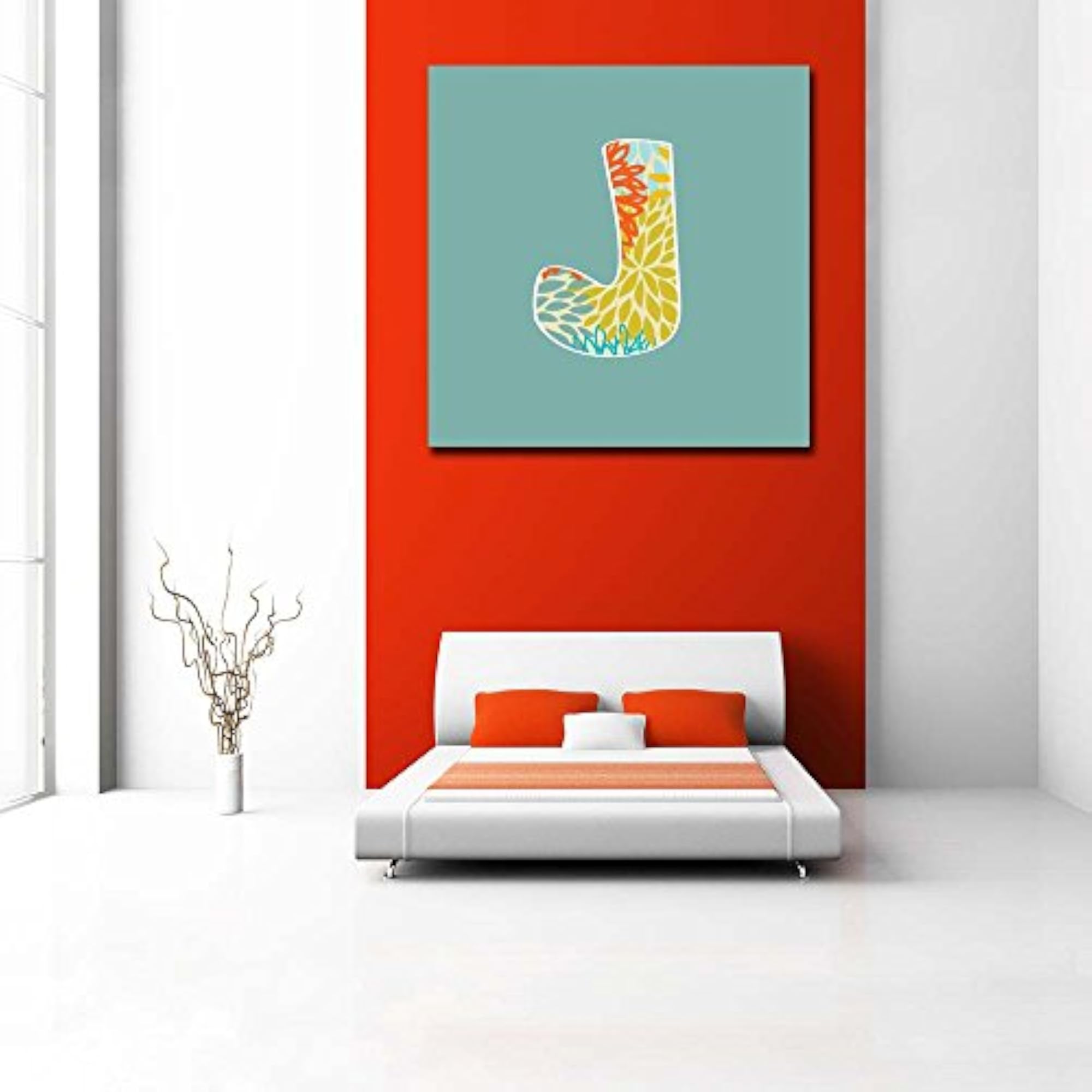 Floral Letter J Vinyl Wall Sticker