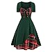 Produktbild Askwho Vintage Ladies Bow gestreiften Kurzarm Kleid Mittelalter Kleidung Damen,Steam Punk Gothic Kleid (Grün, XL)