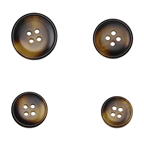 Dark Blown Resin Sewing Buttons 50Pcs 4 Holes Assorted Size Flatback Plastic Buttons For Coat Suit Color Round Craft Buttons For Diy Manual Button Painting Handmade Ornament (H-50Pcs) #TOP1