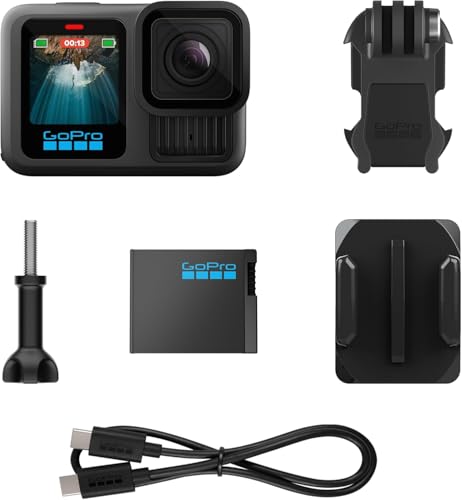 GoPro HERO13 Black Waterproof Action Camera Bundle with 64GB Memory Card and EVA Case, 5.3K60 Video, 27MP Photo for Live - Additional View