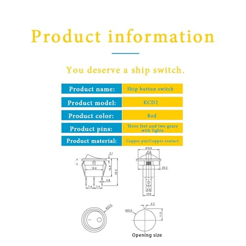 Bouton de commutation type de navire avec indicateur lumineux précis - 6