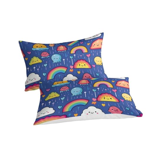 Housse de couette 140x200 arc-en-ciel 3D en microfibre pour lit simple - 3