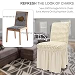 NICEEC High Stretch Chair Covers for Dining Chairs Covers Set of 4 Removable Dining Room Chair Covers with Skirt Spandex Parson Chair Slipcovers Protector for Kitchen Wedding Party Banquet(Beige) - Image 4