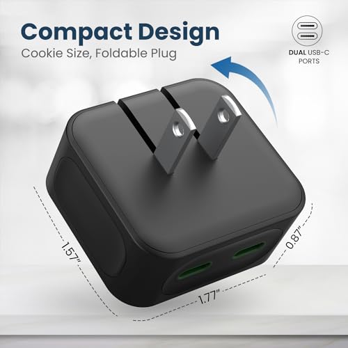 UPTab 40W Dual USB C Charger Block, Fast Adapter Dual USB Port Wall Brick Compact Foldable Power Adapter for iPhone 15/Plus/Pro/Pro Max, Galaxy S22/S21/S20/Note 20 PPS, Pixel, MacBook, iPad