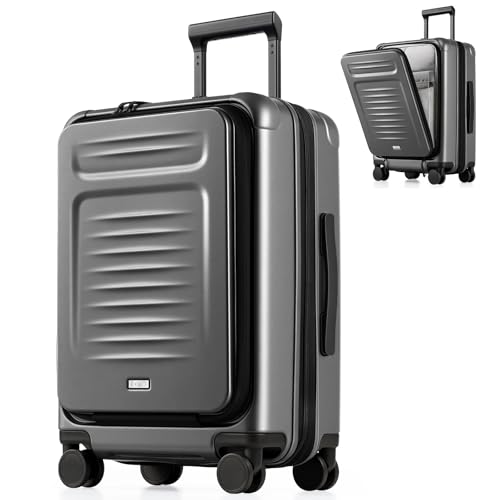 Coolife 22" Carry-On Spinner Suitcase with TSA Lock Grey