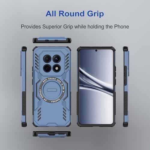 Image of amazon basics Back Case Cover for Poco M8 5G | Magnetic Case with Built-in Metal Ring | Supports MagSafe Charger, Wallet & Car Mount | Shockproof Hybrid PC + TPU | Blue