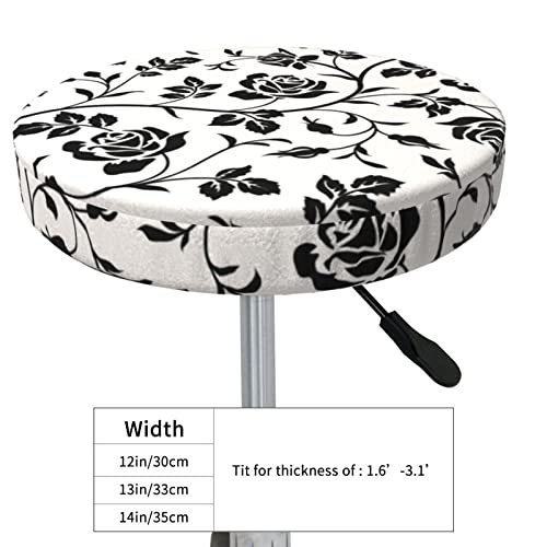 Black Floral Round Bar Stool Covers,Washable Soft Bar Stool Cover Cushion Slipcover 13 Inch #TOP3