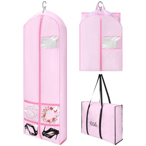 Shinylin 70 Inch Oxford Foldable Wedding Dress Garment Bag Bride Tote Bag 4 Pockets Bride Gowns Bag For Prom Evening Dress cover