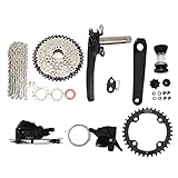Modification polyvalente du vélo : ce groupe complet de changement de vitesse pour vélo à 8 vitesses est conçu pour améliorer les vélos de montagne et les vélos de route, avec un volant d'inertie 42T et un pédalier 36T pour un système de transmission stable et efficace.