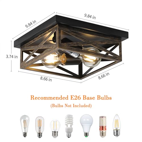 DIKAIDA 2Pack Rustic Flush Mount Ceiling Light Fixture, Modern Farmhouse Light Fixture, Kitchen Hallway Light Fixtures for Bedroom,Dining Room Entryway,Industrial Metal Cage Ceiling Light by DIKAIDA - Image 6