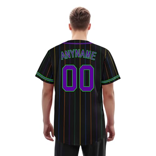 Camiseta personalizada de béisbol Mardi Gras, estilo pinstripe con cierre de botones, para softball, equipo y práctica miniatura 7