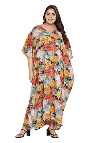 Image of Oussum Women Long Maxi Plus Size Polyester Kaftan Gown, Womens Kaftan Dresses Lounge Resort Wear, Plus Size Kaftan