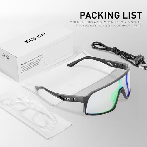 SCVCN Photochromic Cycling Glasses Men Women Mountain Bike Glasses Clear MTB Sports Sunglasses TR90 Biking Goggles Transition Bicycle Glasses Triathlon Running UV Protection — view 6