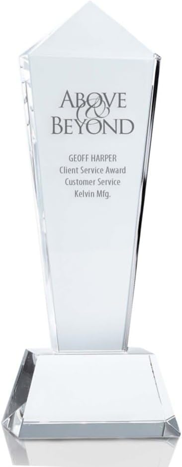 Baudville Engraved Pillar of Success Crystal Trophy