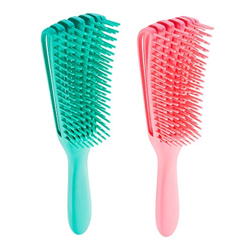 Detangling Brush for Natural Black Hair,Detangler Hair Brush for Afro America 3a to 4c Kinky Wavy, Curly, Coily, Thick Long Hair, Wet n Dry, Apply Conditioner,Easy to Clean (Color combination C)