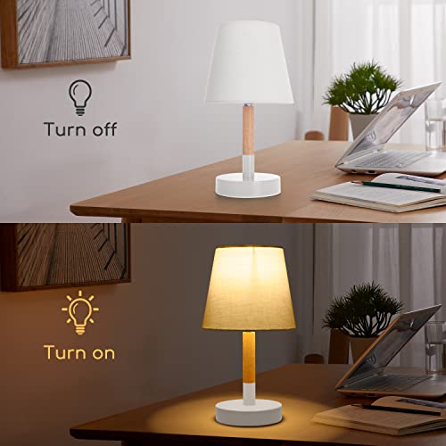 Lampe de Table Bois Moderne Abat-jour Tissu Aigostar