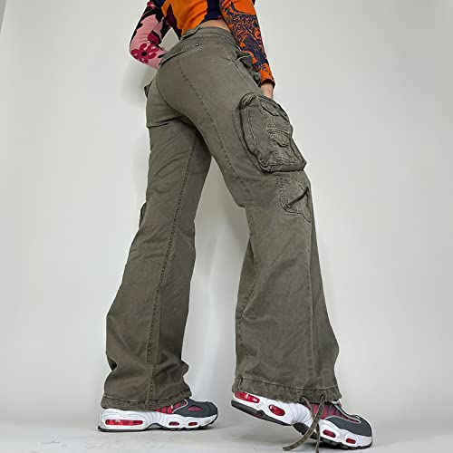 Women's Solid Color Low Waist Slim Denim Cargo Pants Y2K Pants2