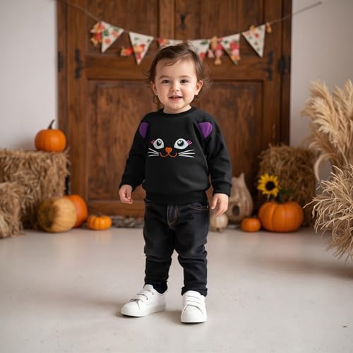 Toddler Girl Boy Halloween Clothes Black Cat Long Sleeve Sweatshirt Pullovers Tops Baby Halloween Shirt4